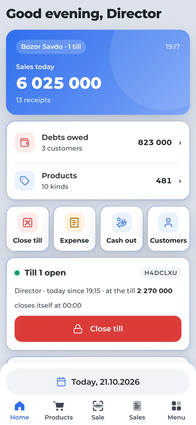 How much was sold today — on a phone