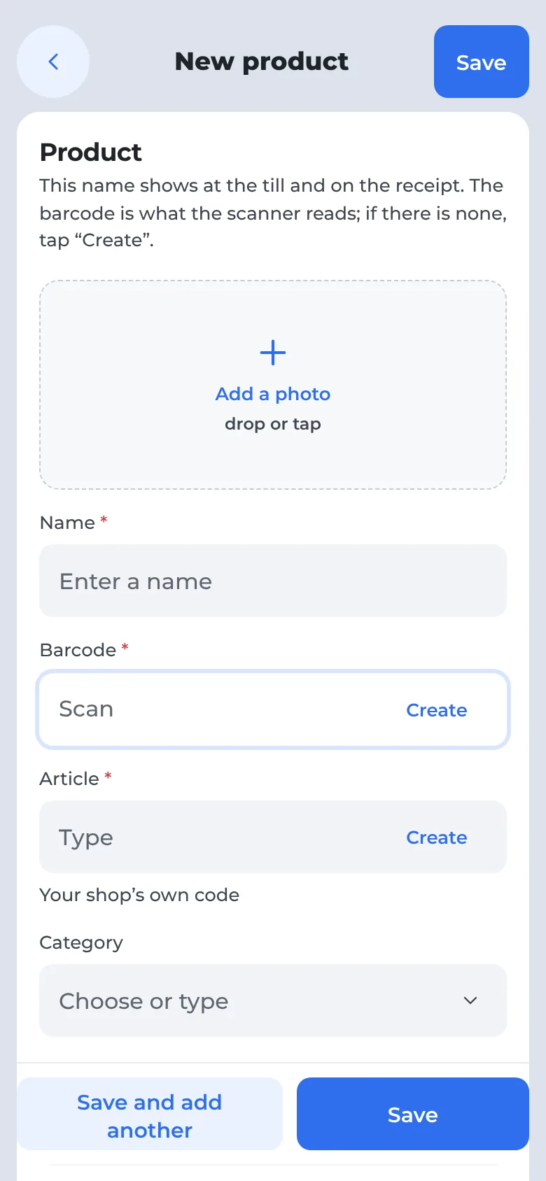 Create a product — in one window — on a phone