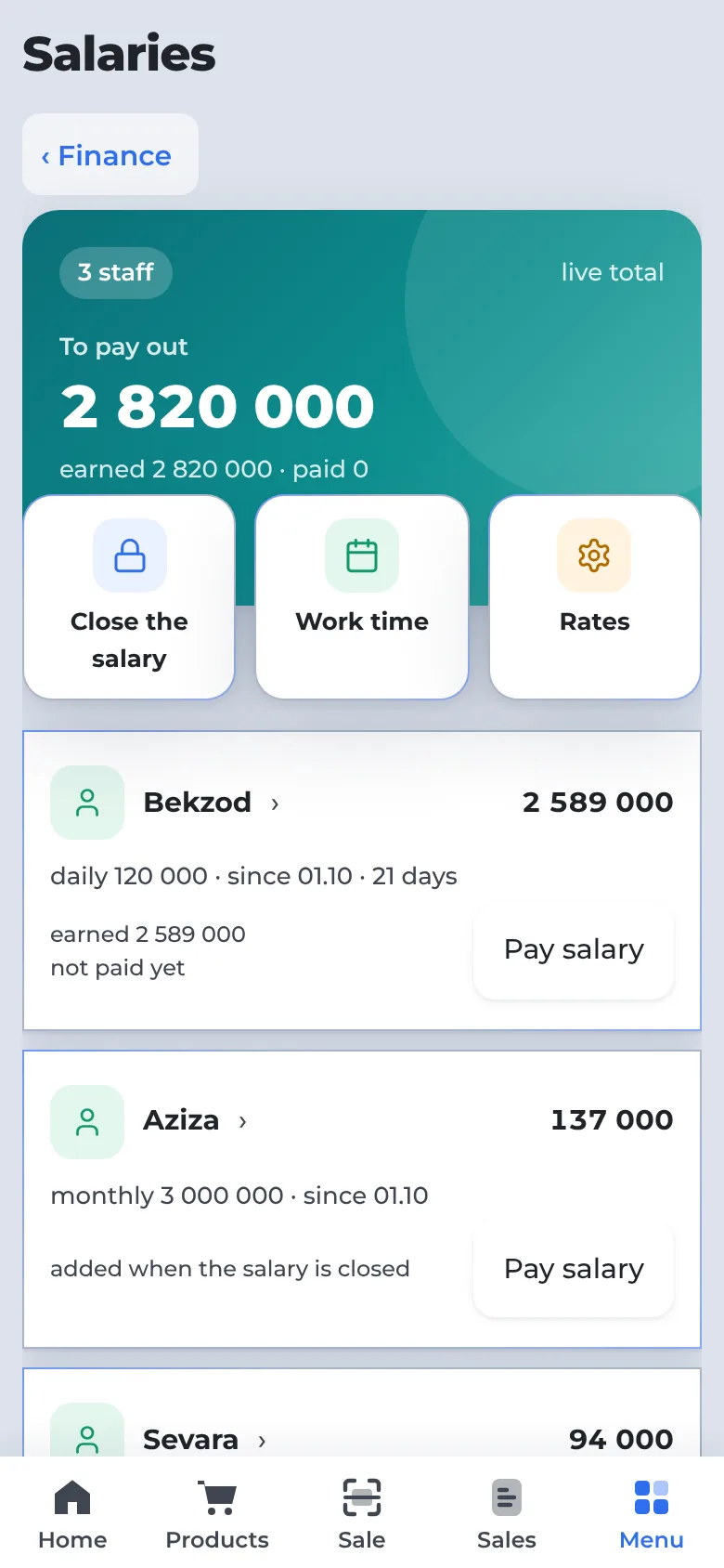 Salaries — on a phone